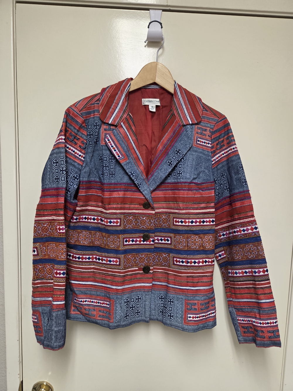 Vintage Coldwater Creek colorful boho tapestry blazer Size 12 Large